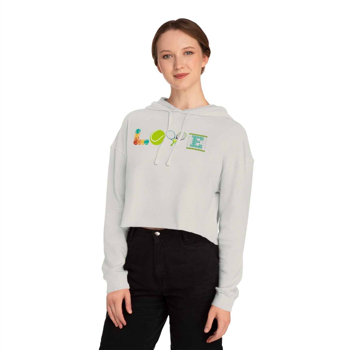 Love Tennis Womens Cropped Hooded Sweatshirt