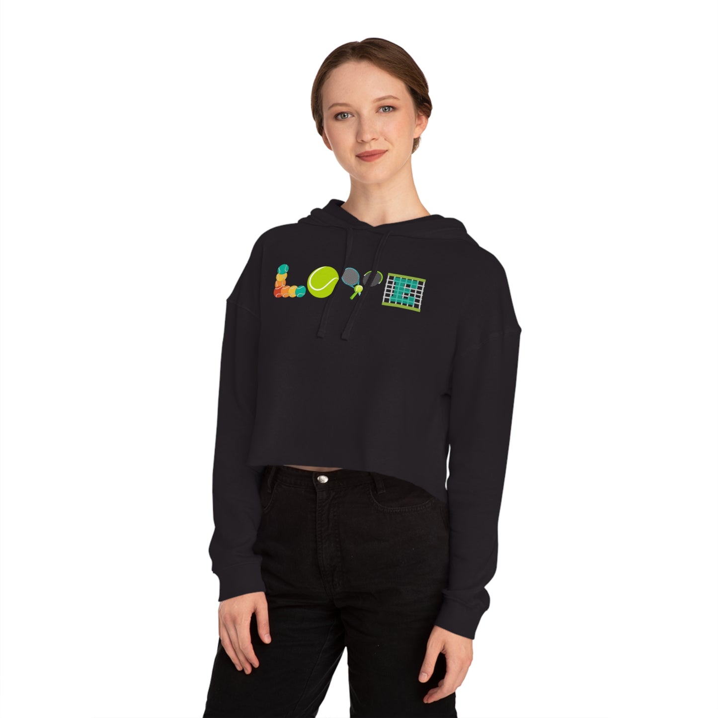 Love Tennis Womens Cropped Hooded Sweatshirt