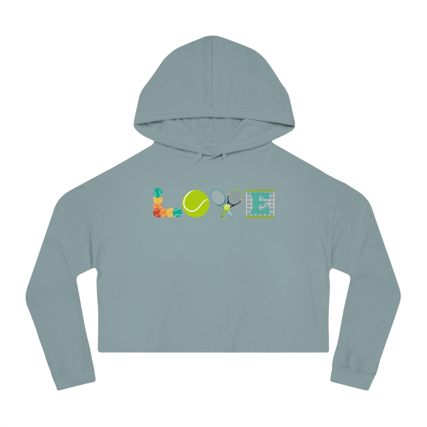 Love Tennis Womens Cropped Hooded Sweatshirt