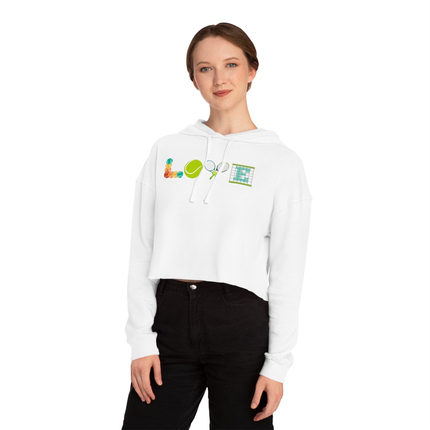 Love Tennis Womens Cropped Hooded Sweatshirt