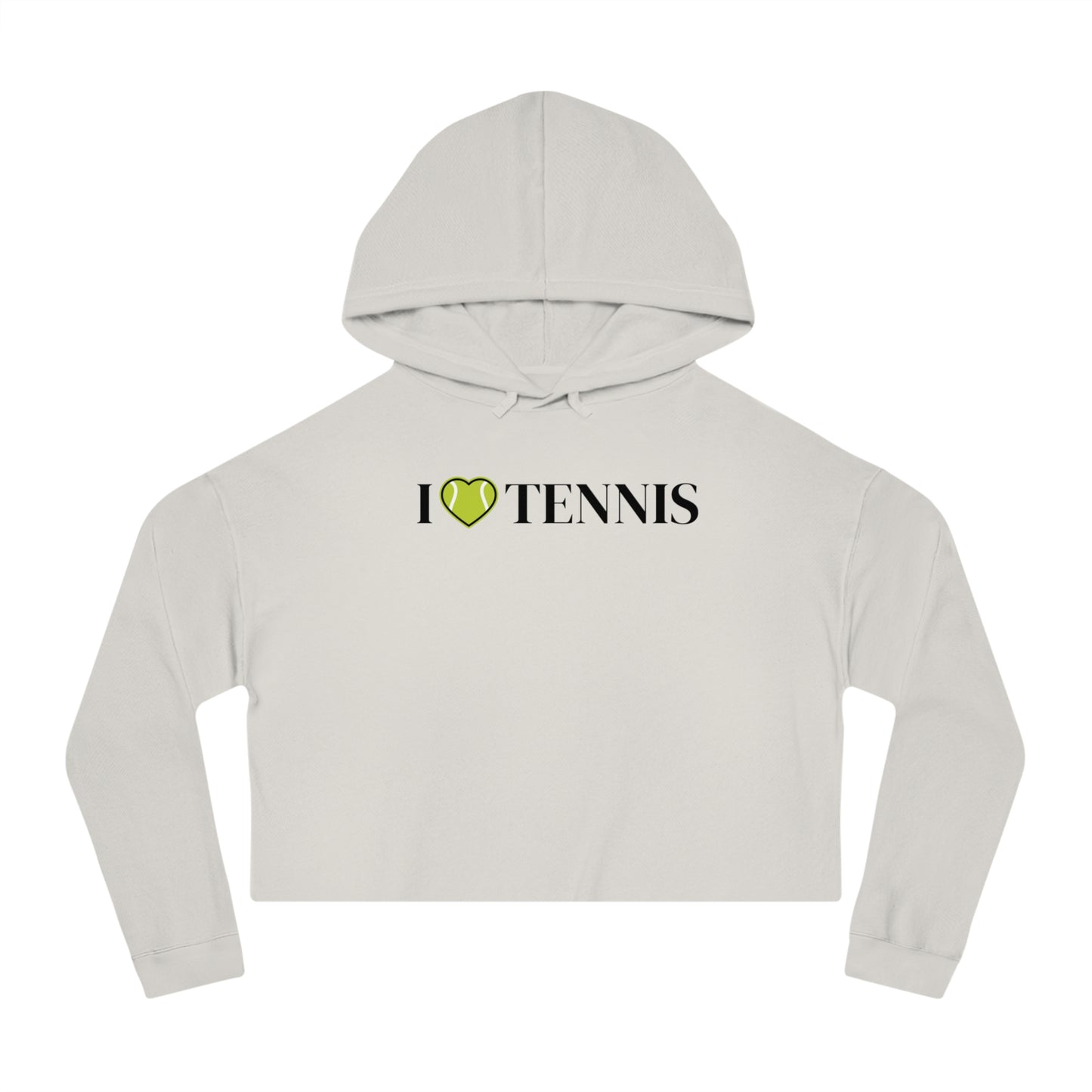 I Love Tennis Womens Cropped Hooded Sweatshirt