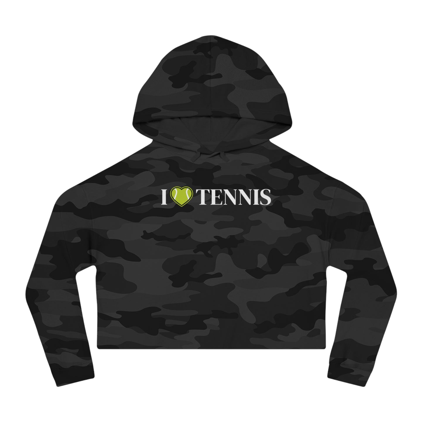 I Love Tennis Womens Cropped Hooded Sweatshirt