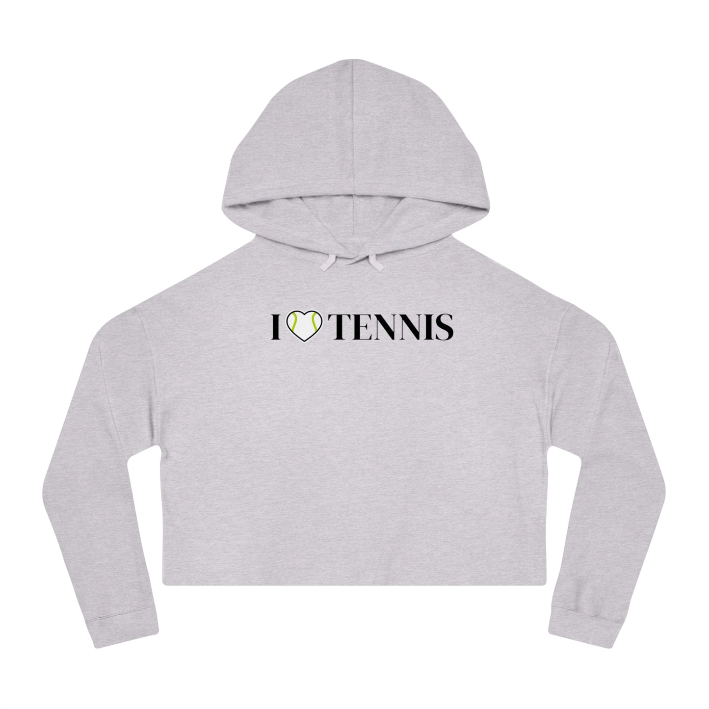 I Love Tennis Womens Cropped Hooded Sweatshirt