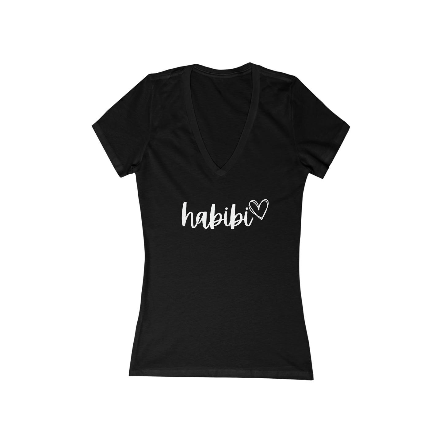 Habibi Women's Jersey Short Sleeve Deep V-Neck Tee