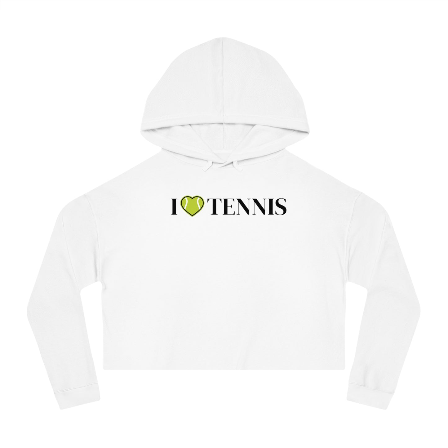 I Love Tennis Womens Cropped Hooded Sweatshirt