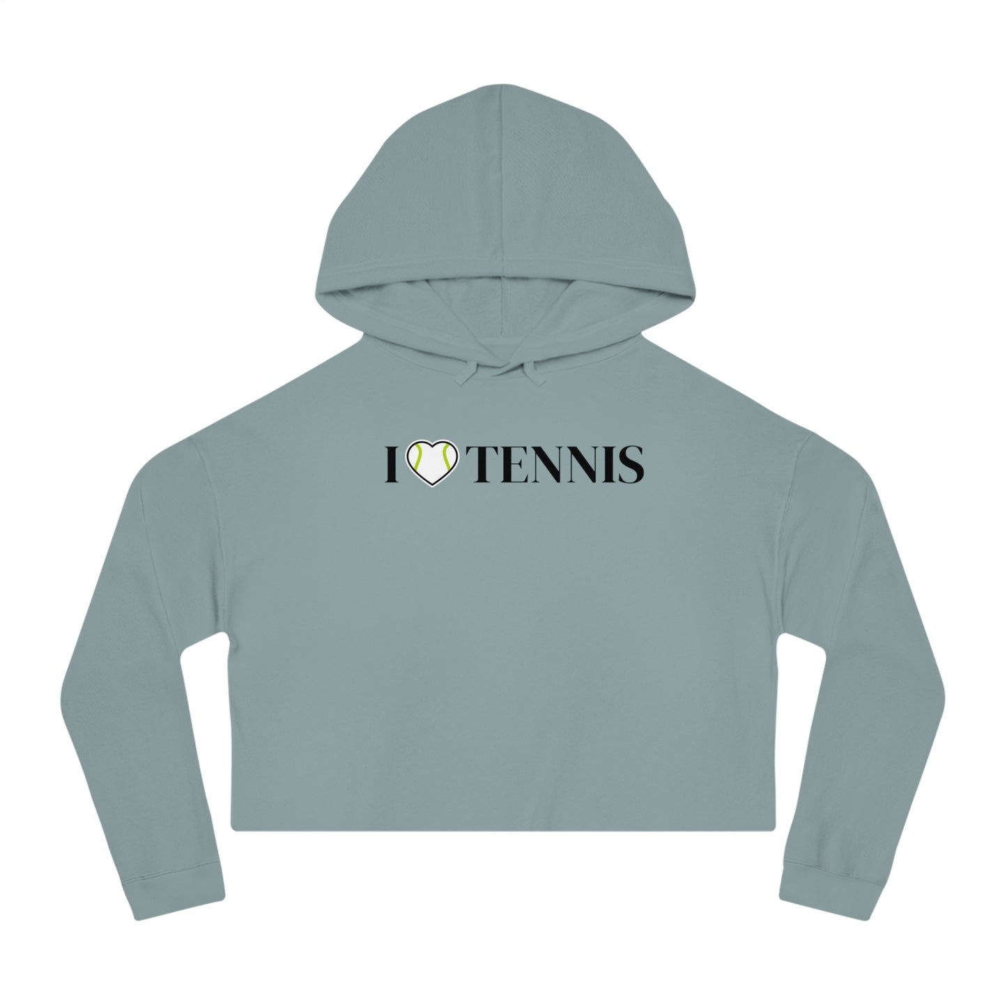 I Love Tennis Womens Cropped Hooded Sweatshirt