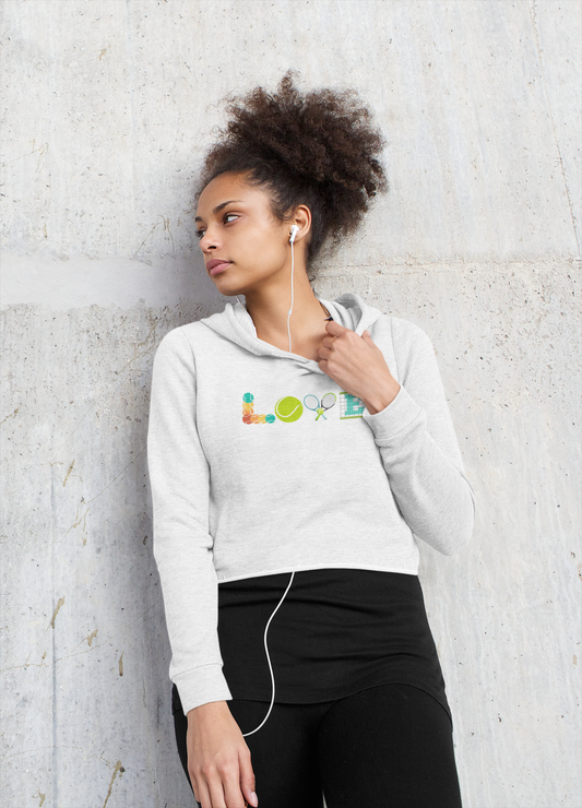 Love Tennis Womens Cropped Hooded Sweatshirt