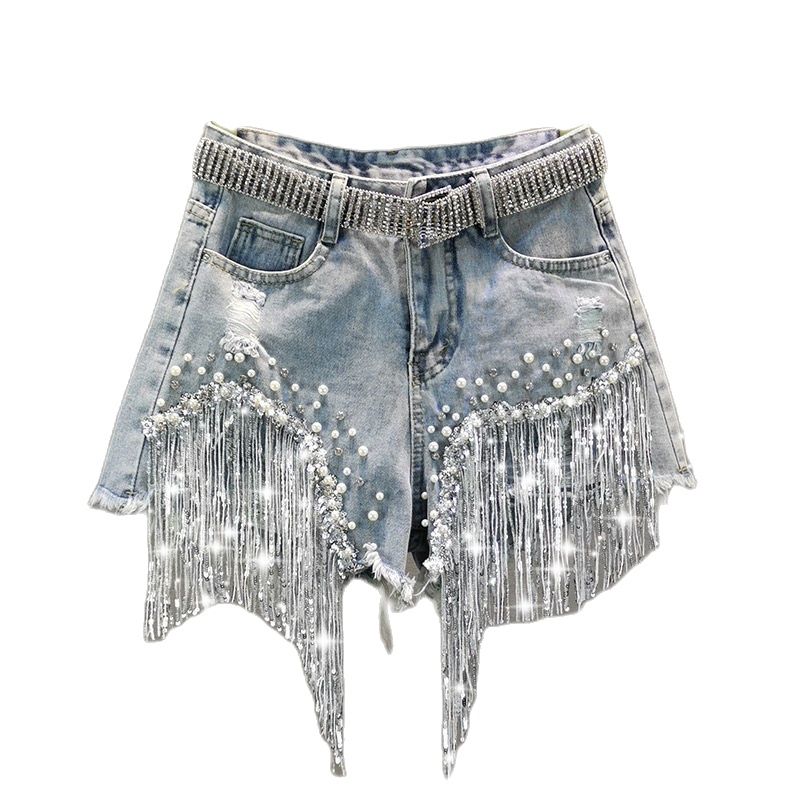 Tassel Beading Denim Short